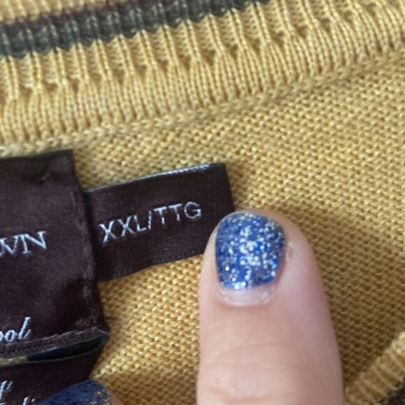 Men's Black Brown 1826 Wool Sweater Yellow Argyle XXL Big Tall Fall Winter - Picture 5 of 6